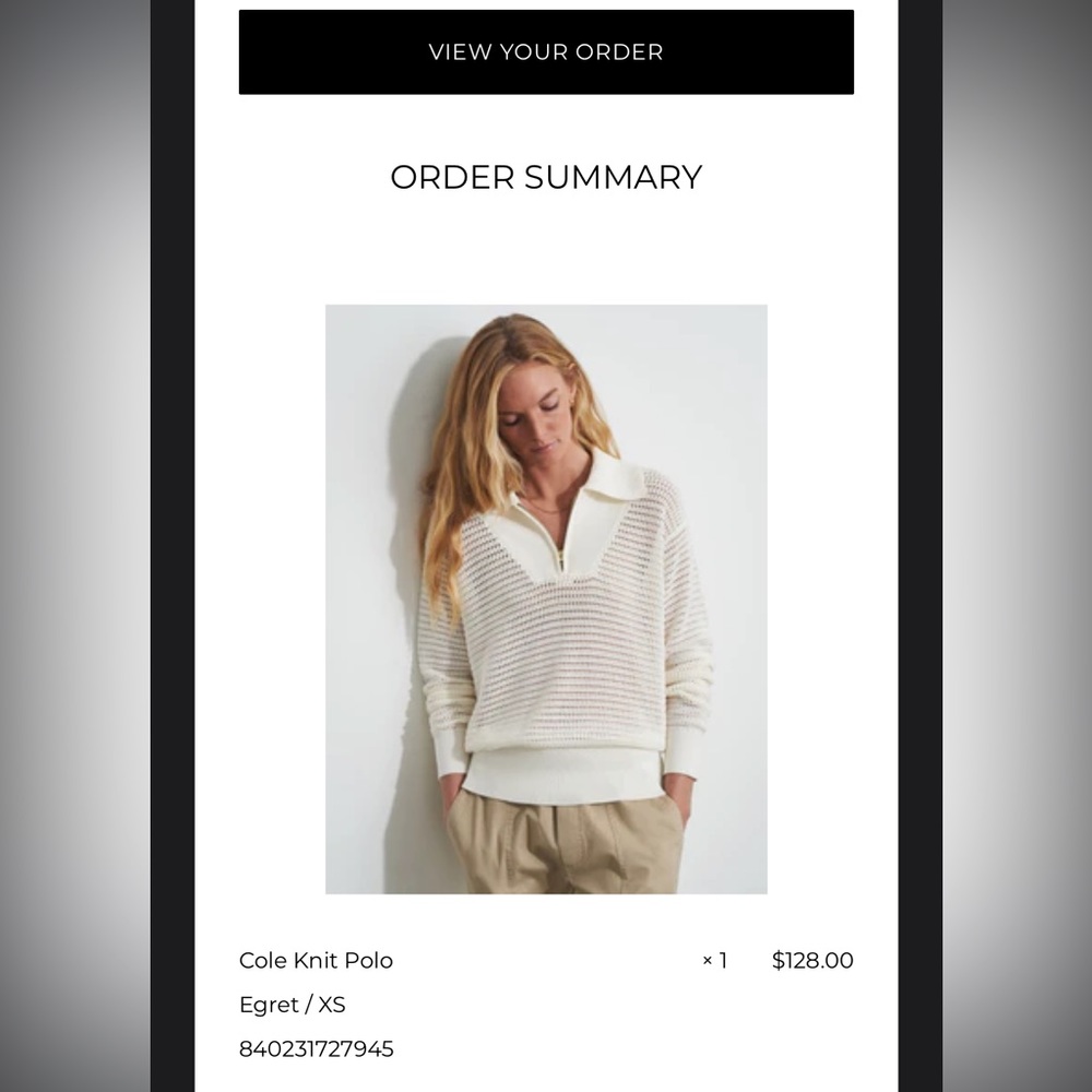 Never worn Varley knit Polo in egret size xs, perfect condition